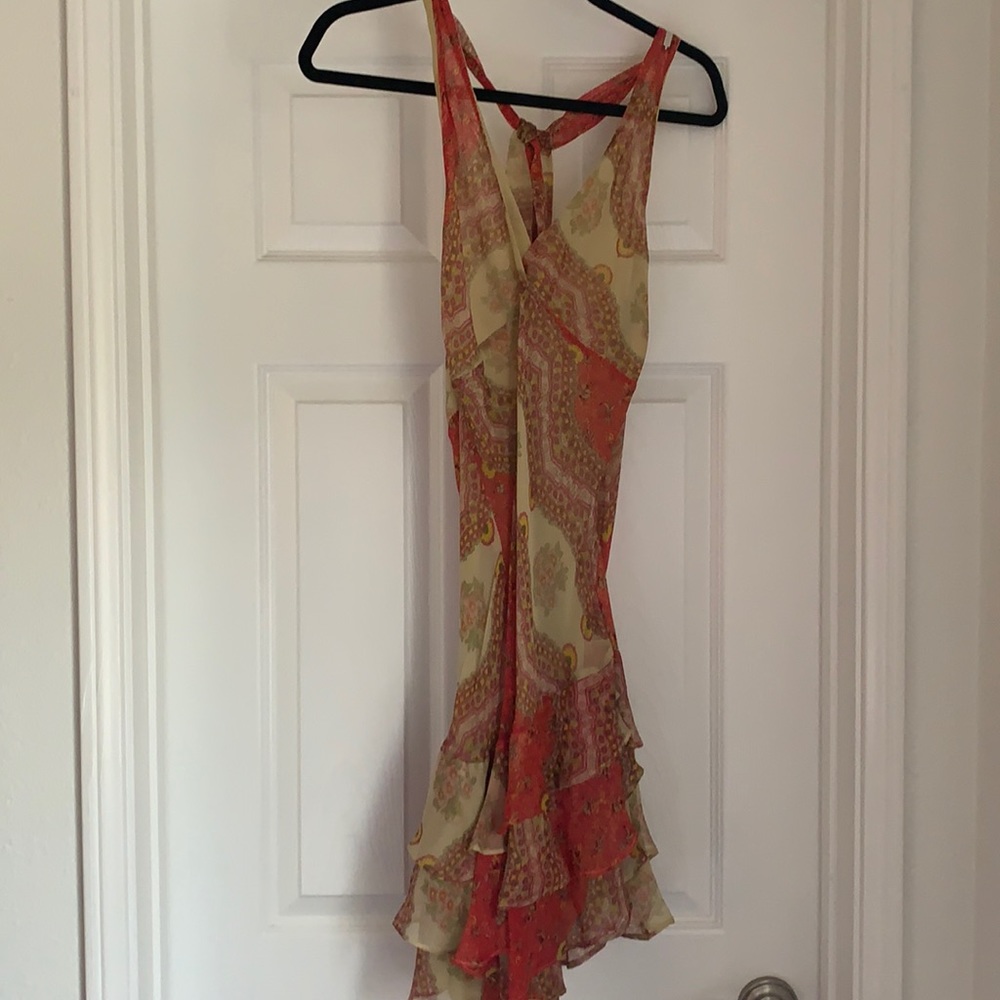 Cute colorful backless sundress.